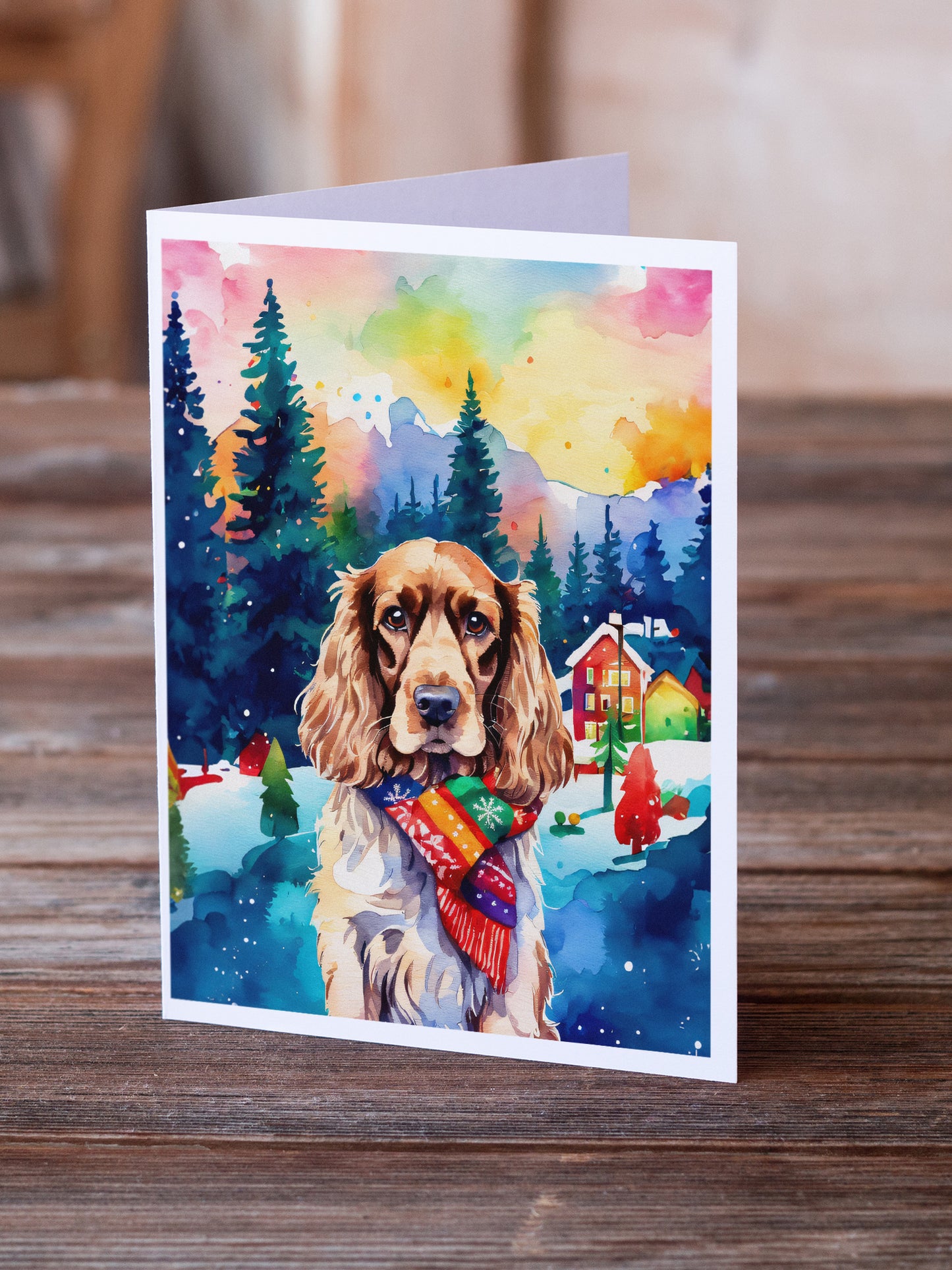 English Cocker Spaniel Christmas Greeting Cards Pack of 8