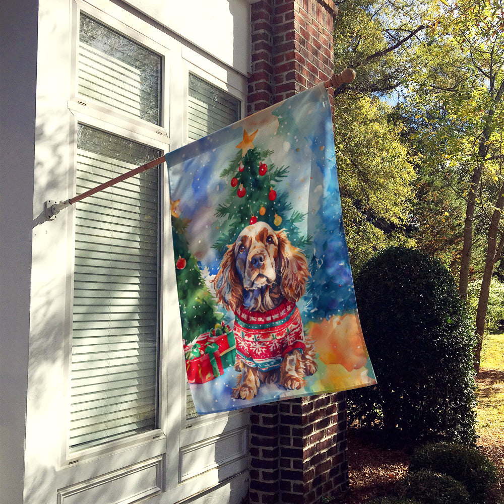 English Cocker Spaniel Christmas House Flag