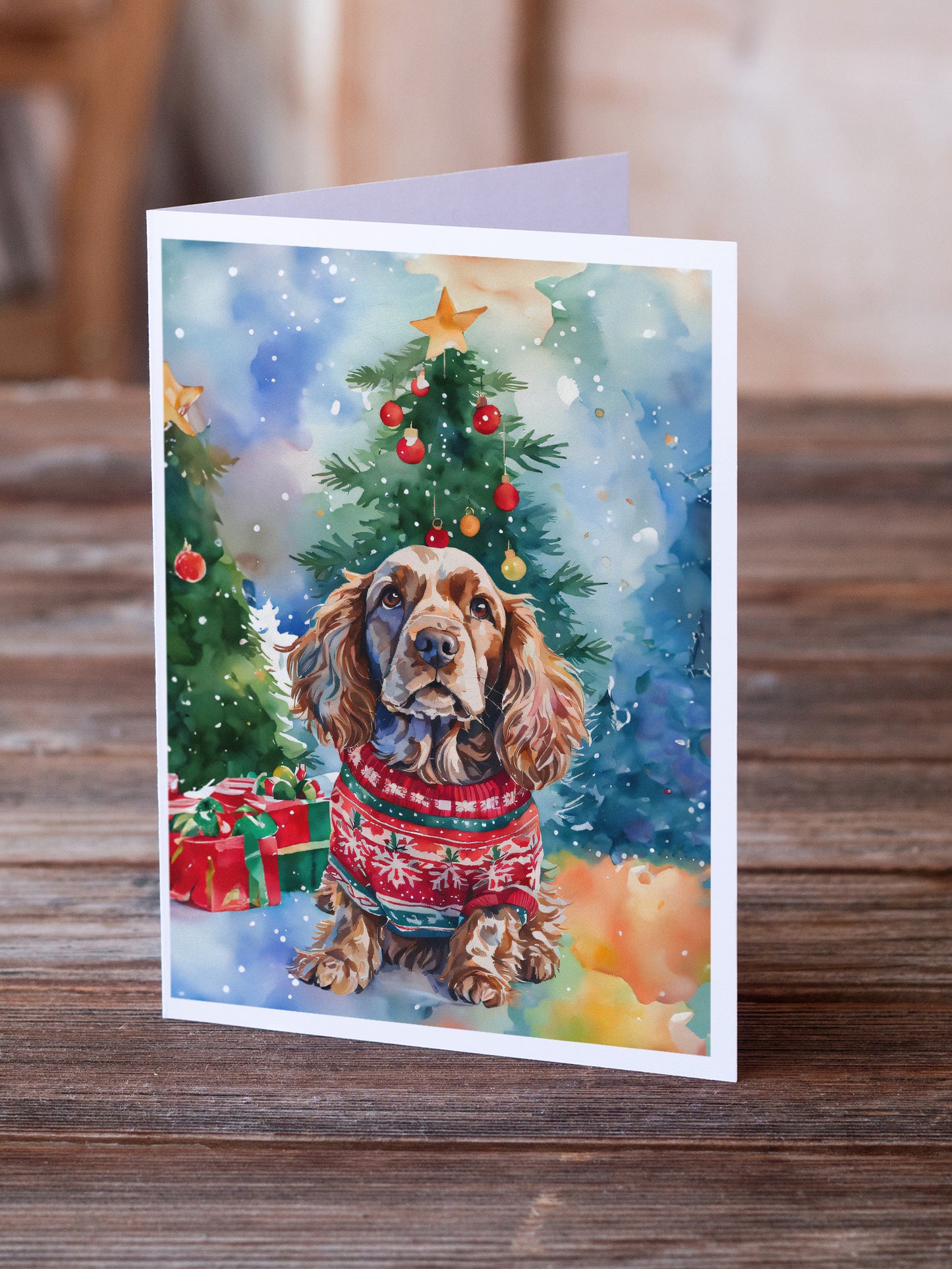 English Cocker Spaniel Christmas Greeting Cards Pack of 8