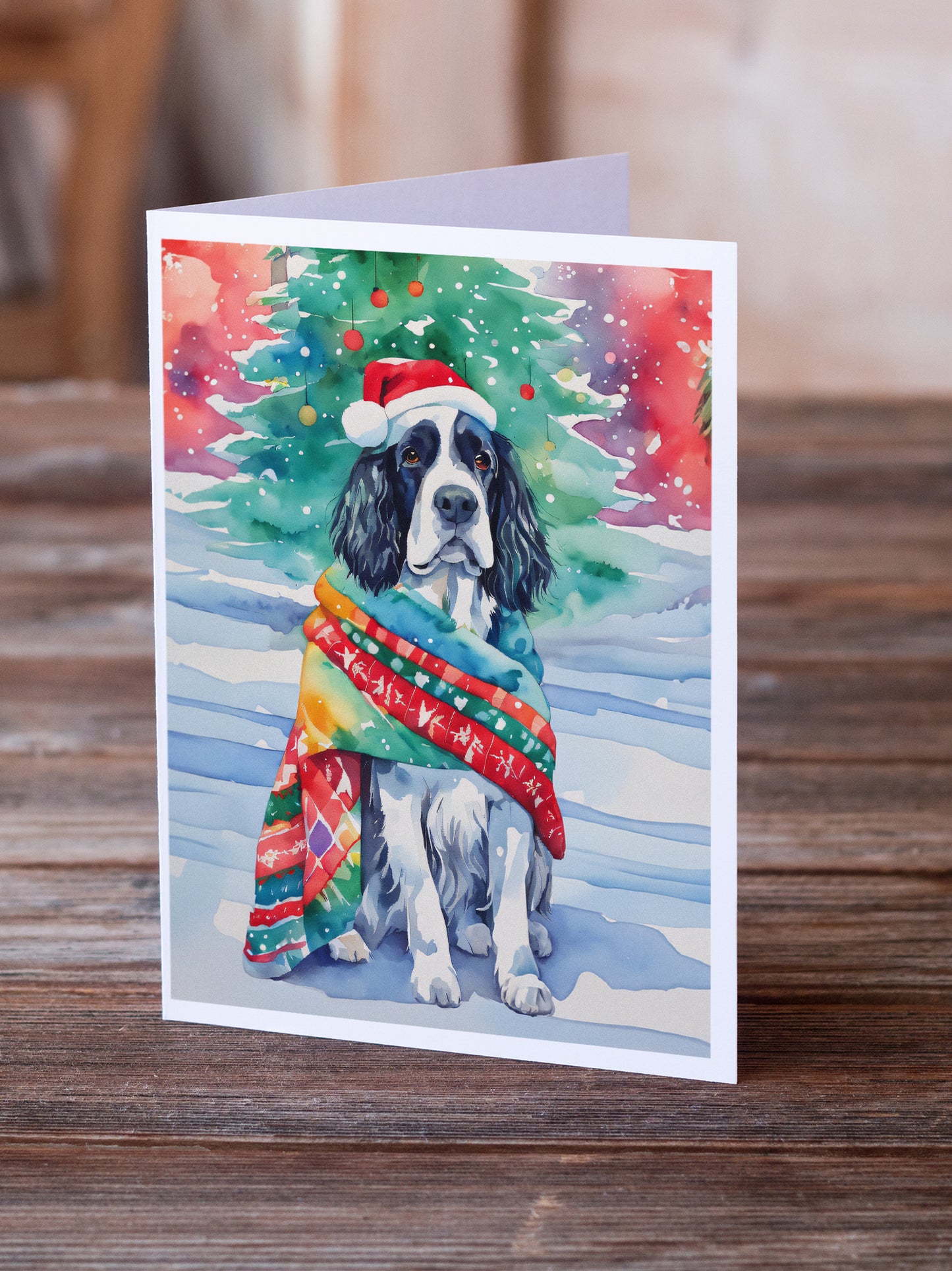 English Springer Spaniel Christmas Greeting Cards Pack of 8