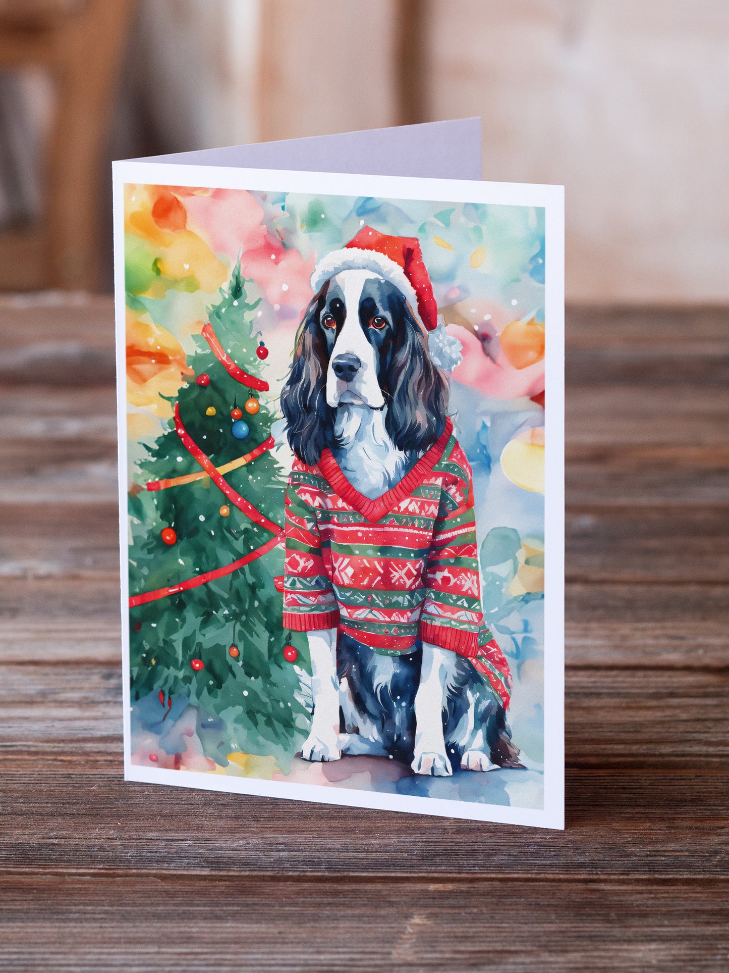 English Springer Spaniel Christmas Greeting Cards Pack of 8