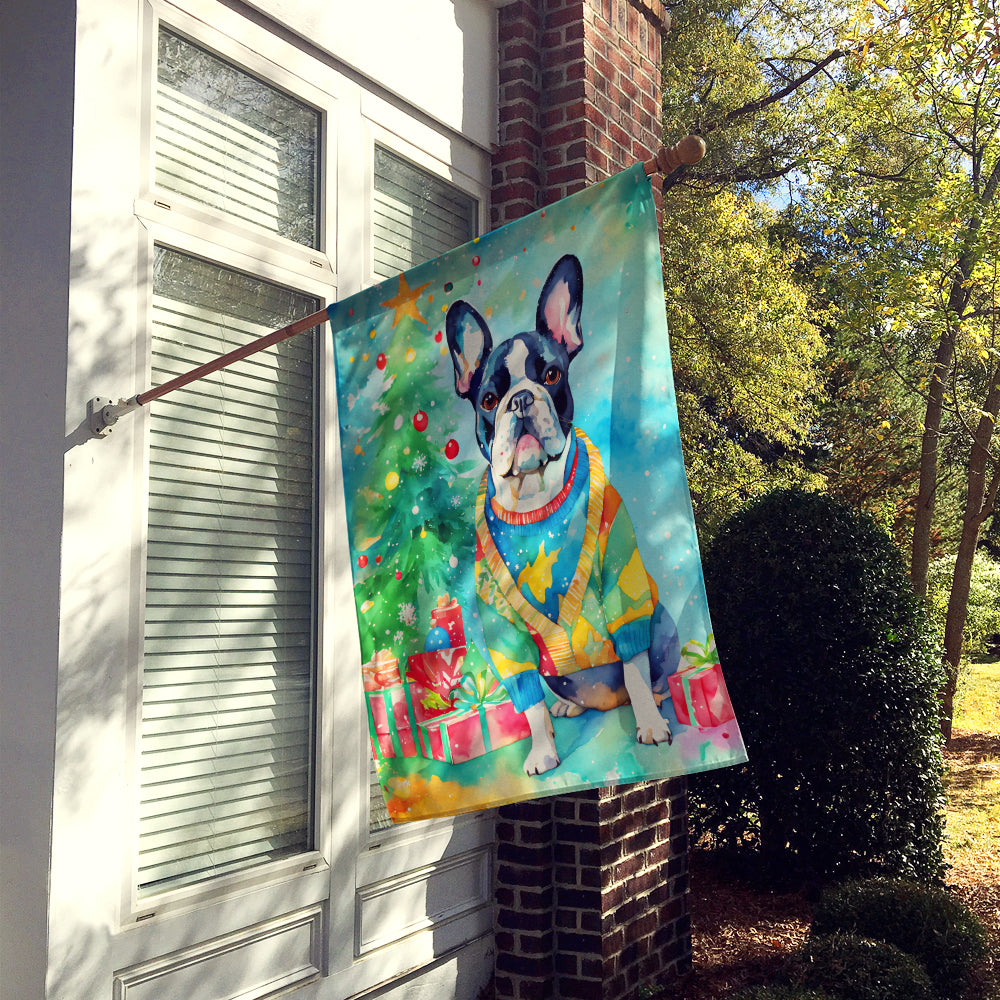 French Bulldog Christmas House Flag