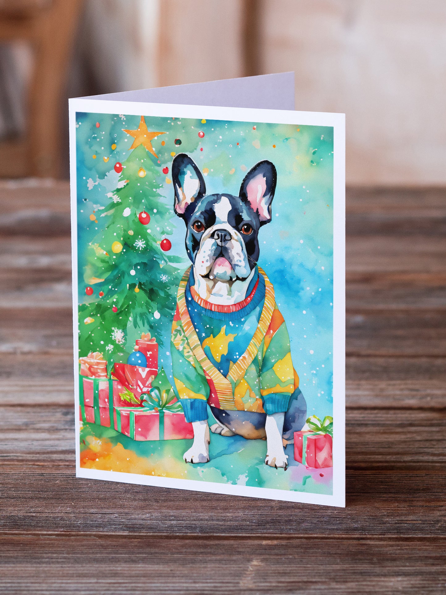 French Bulldog Christmas Greeting Cards Pack of 8