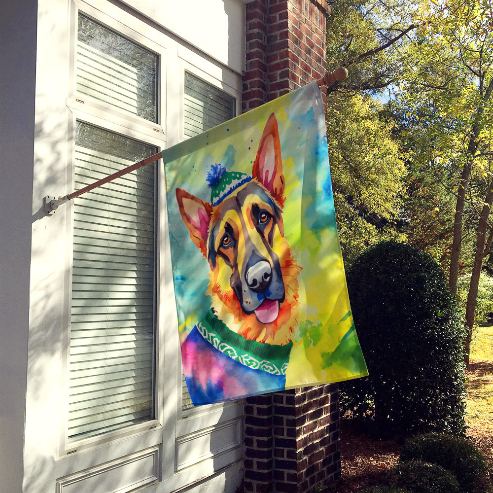 German Shepherd Christmas House Flag