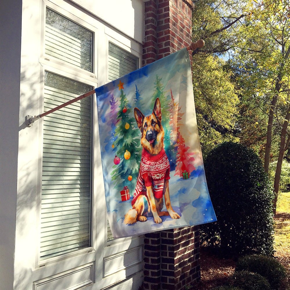 German Shepherd Christmas House Flag