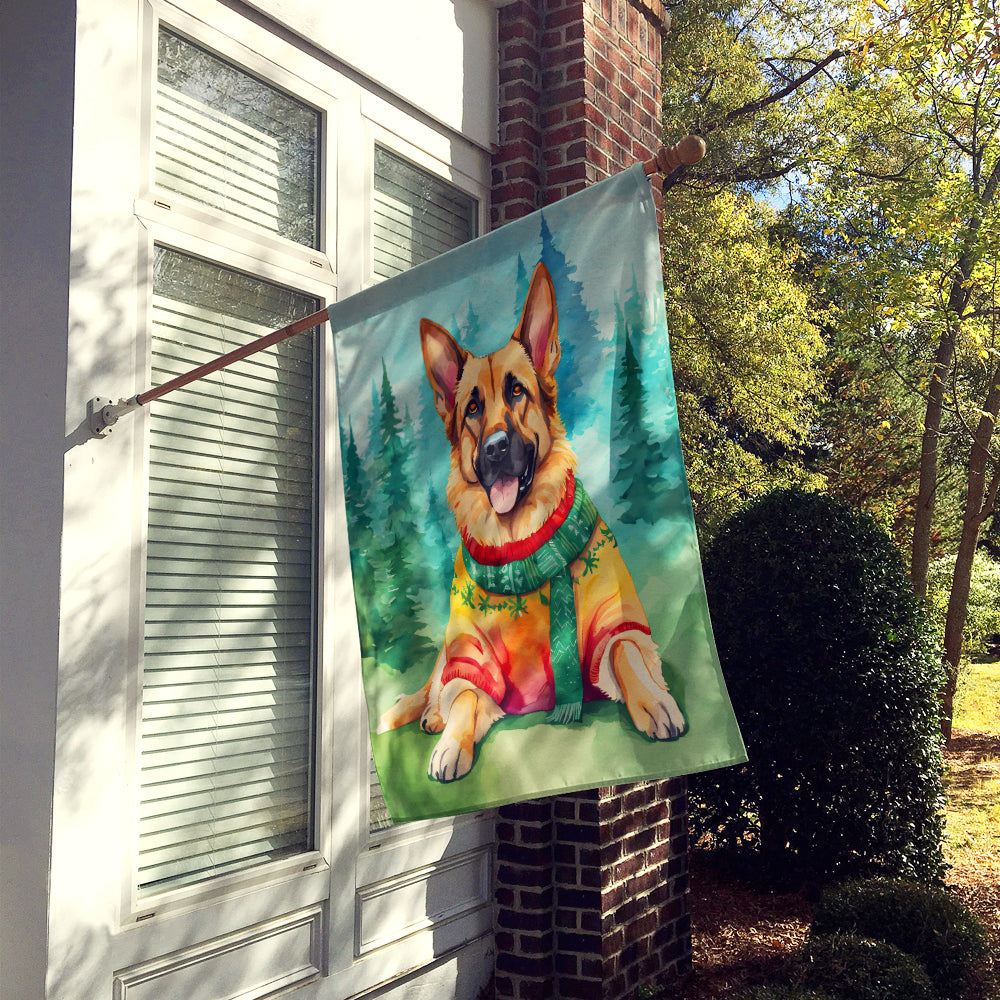 German Shepherd Christmas House Flag