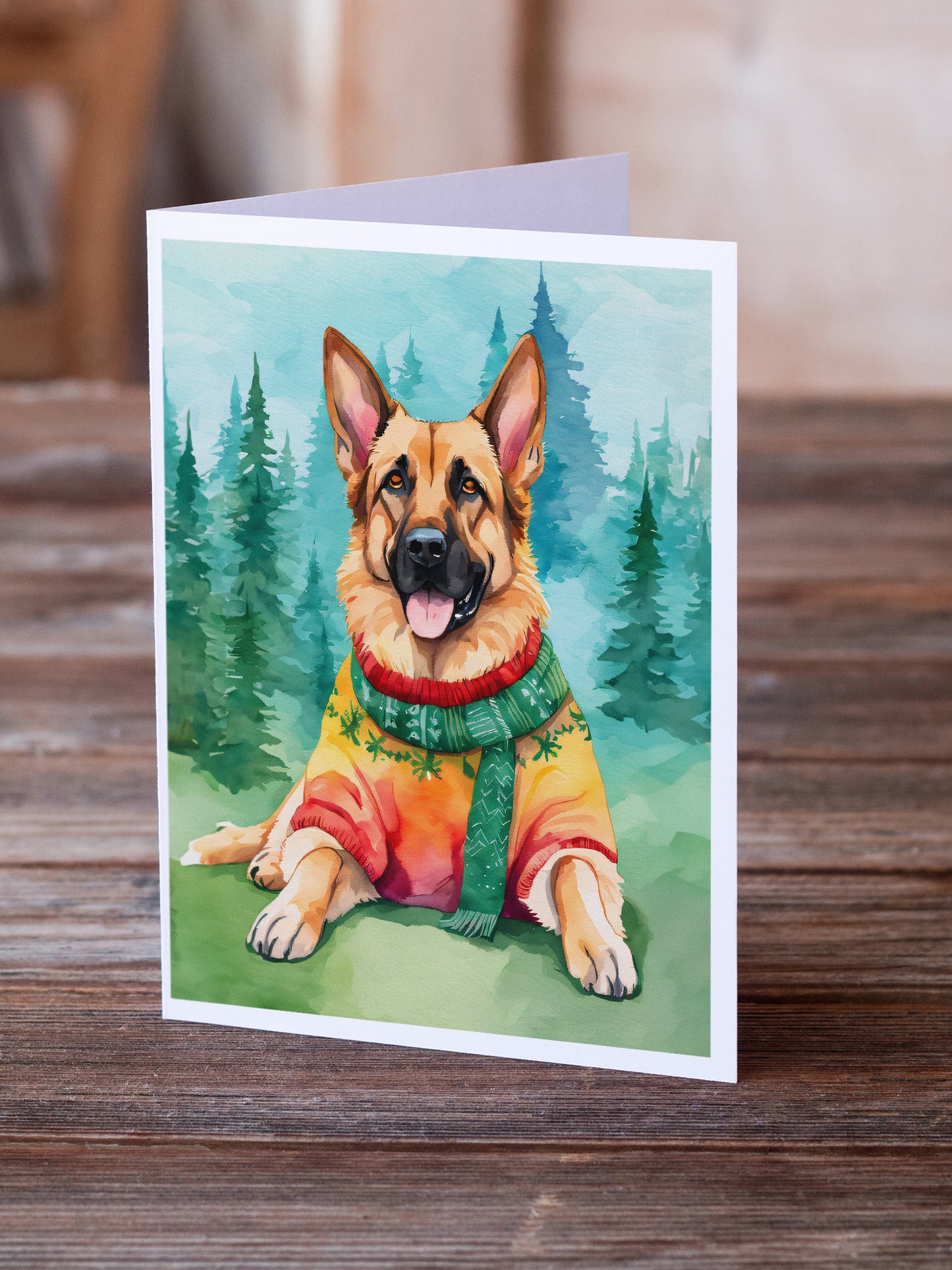 German Shepherd Christmas Greeting Cards Pack of 8