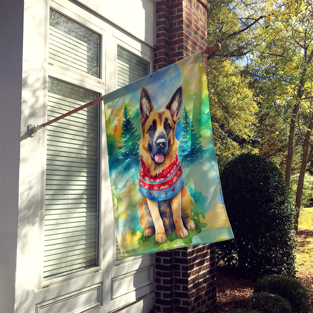 German Shepherd Christmas House Flag