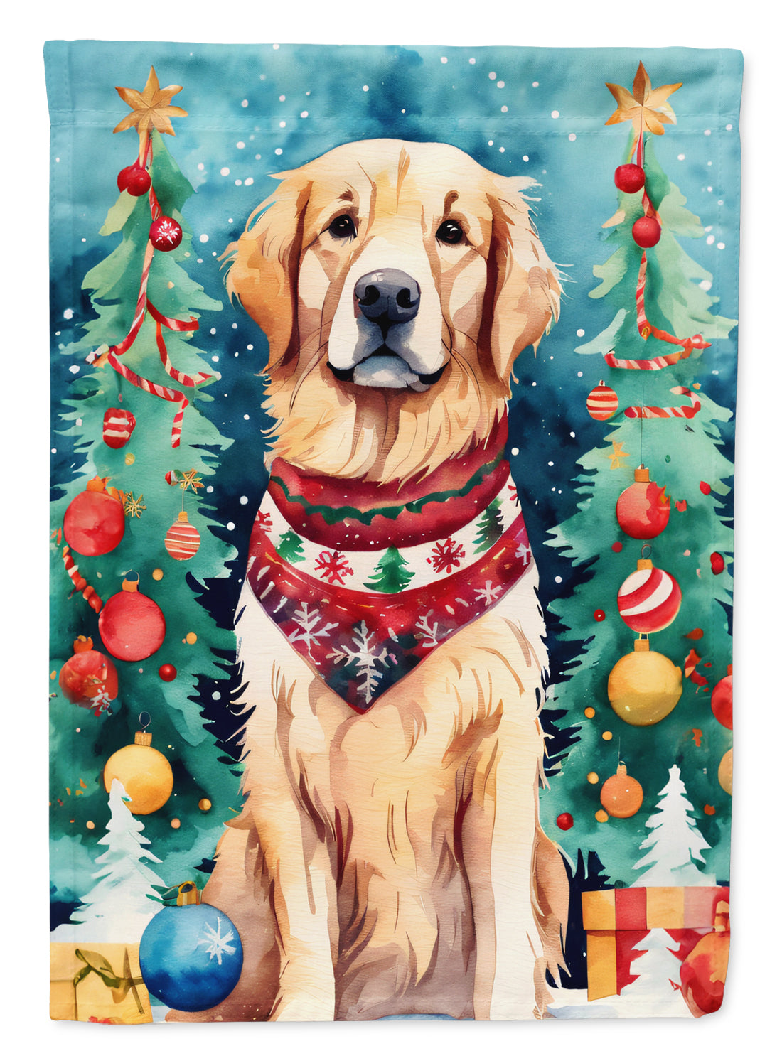 Buy this Golden Retriever Christmas House Flag