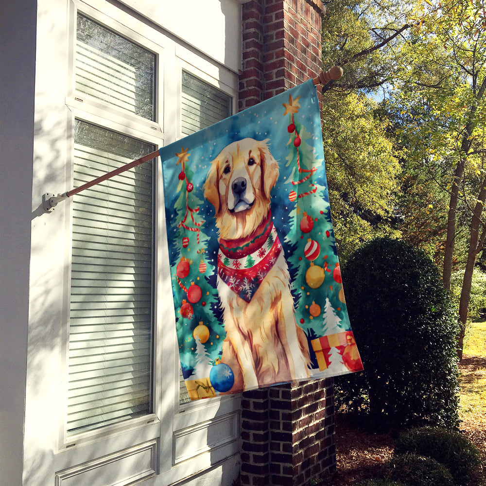 Golden Retriever Christmas House Flag