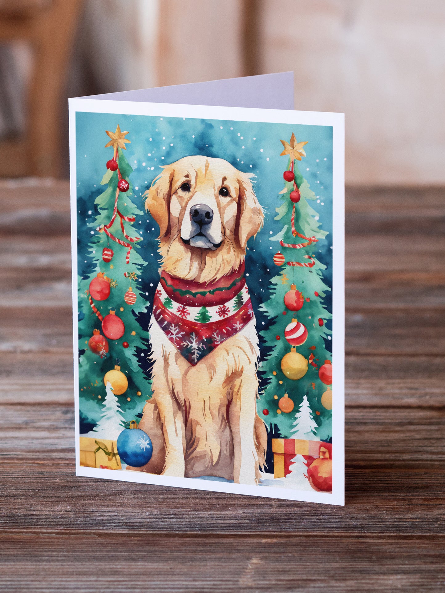 Golden Retriever Christmas Greeting Cards Pack of 8