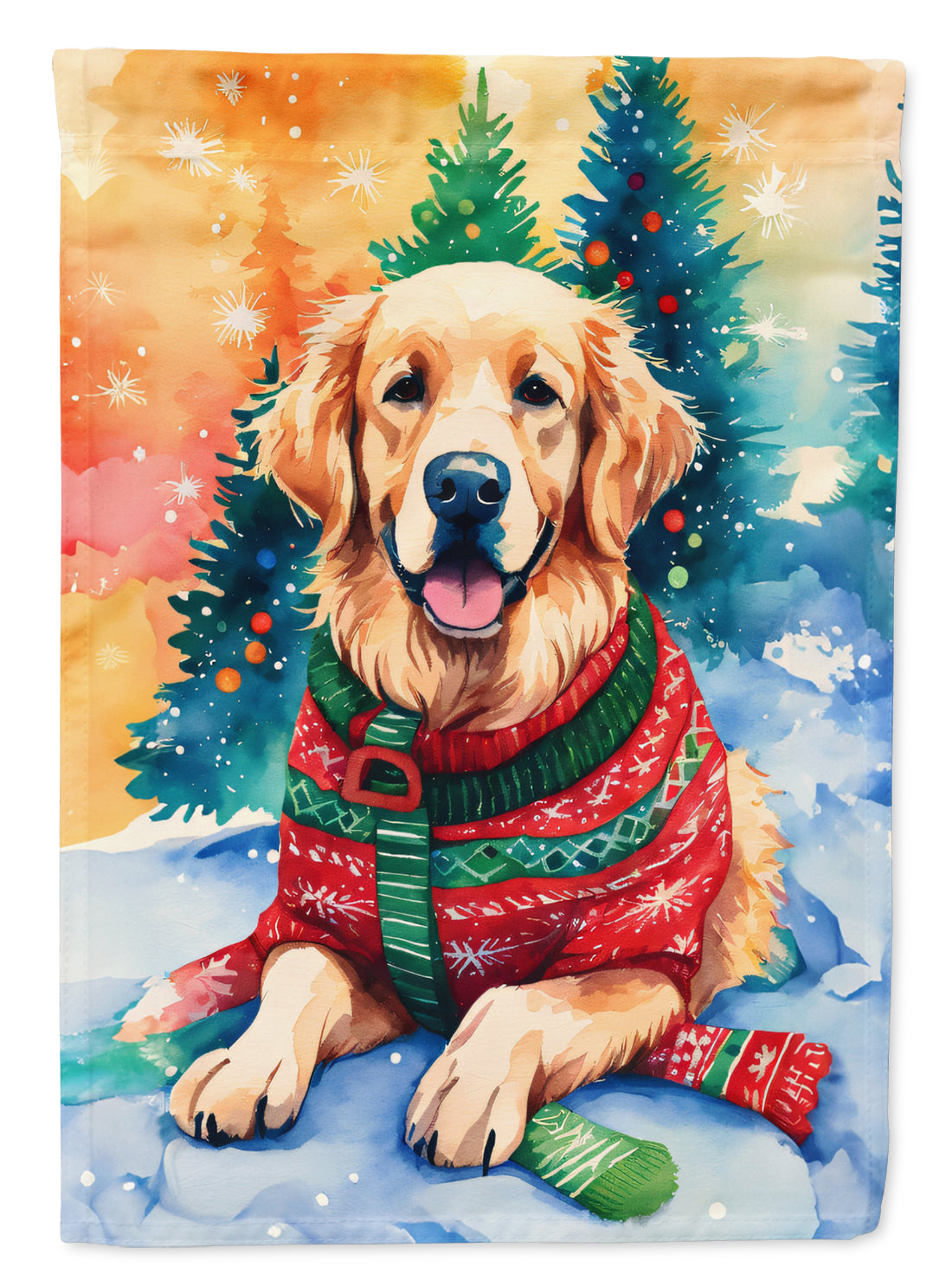 Buy this Golden Retriever Christmas House Flag