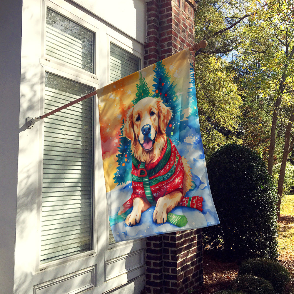 Golden Retriever Christmas House Flag