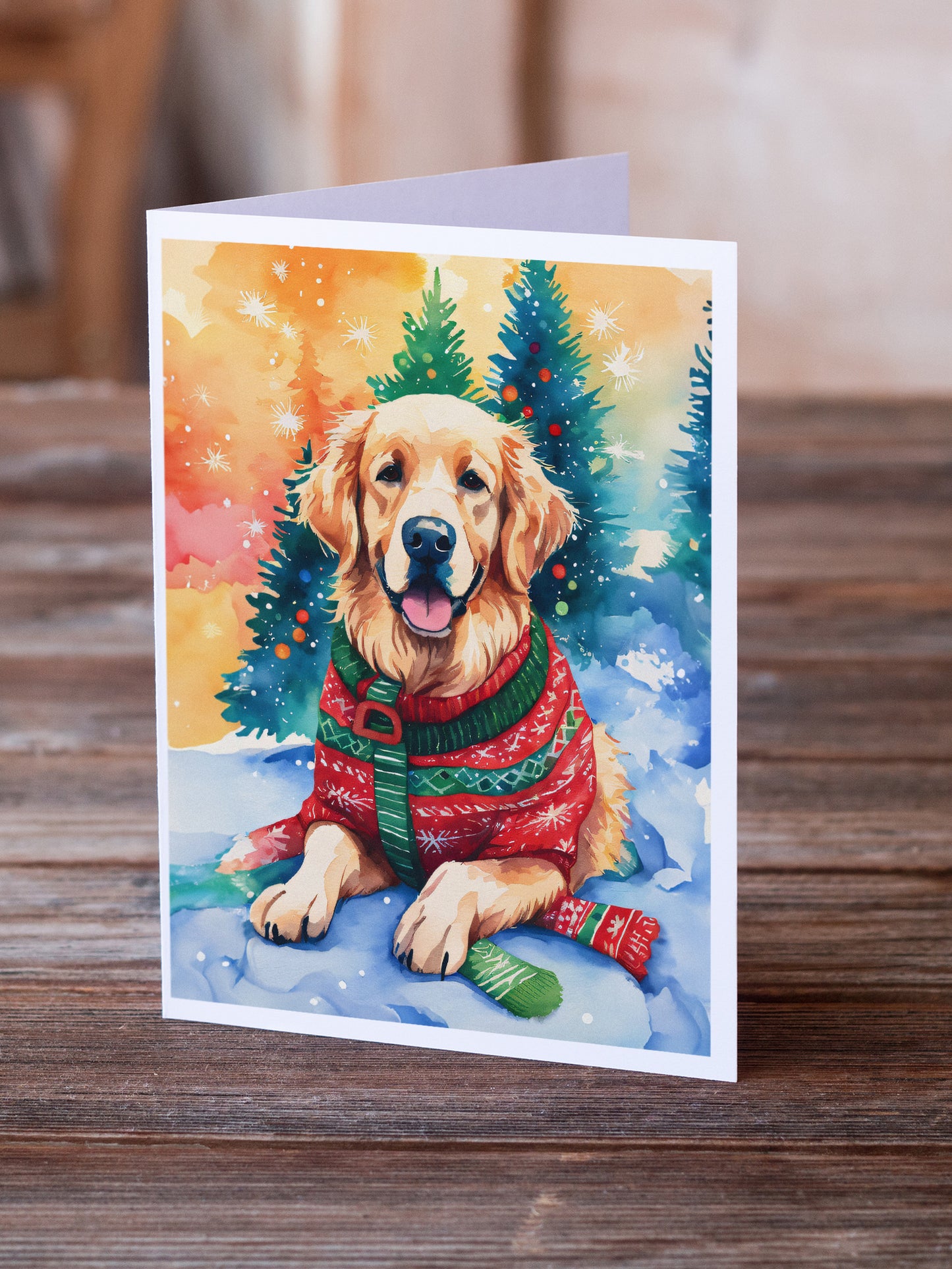 Golden Retriever Christmas Greeting Cards Pack of 8