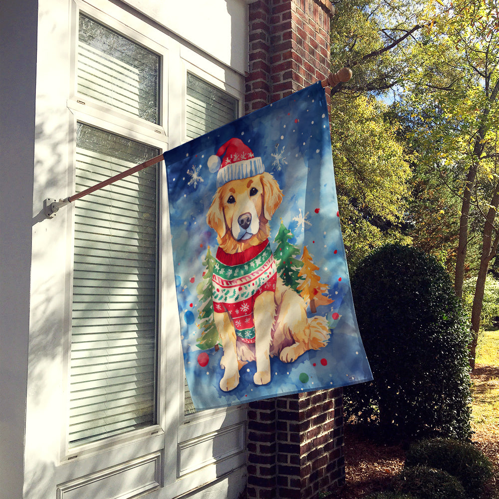 Golden Retriever Christmas House Flag