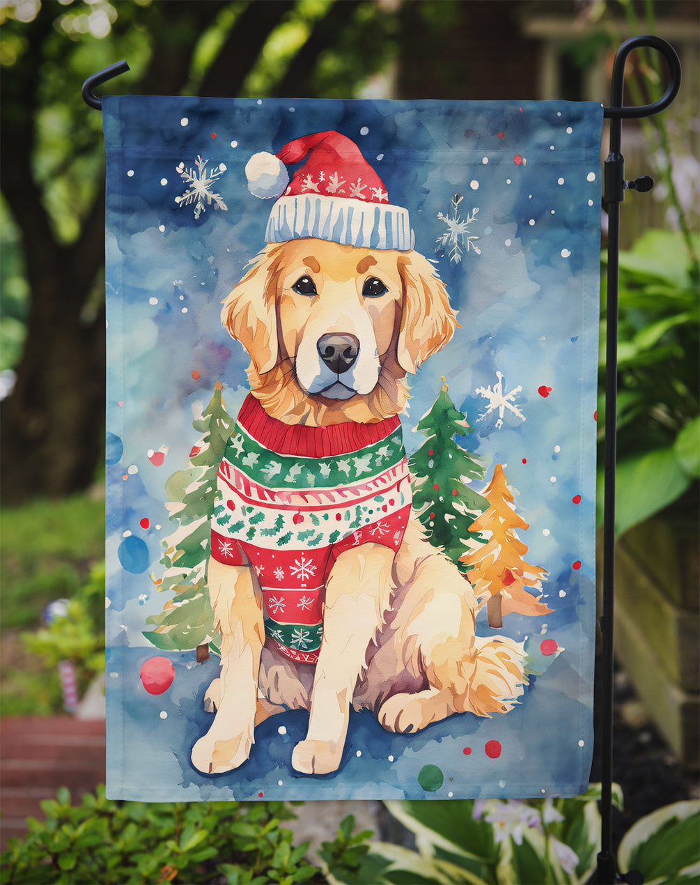 Golden Retriever Christmas Garden Flag