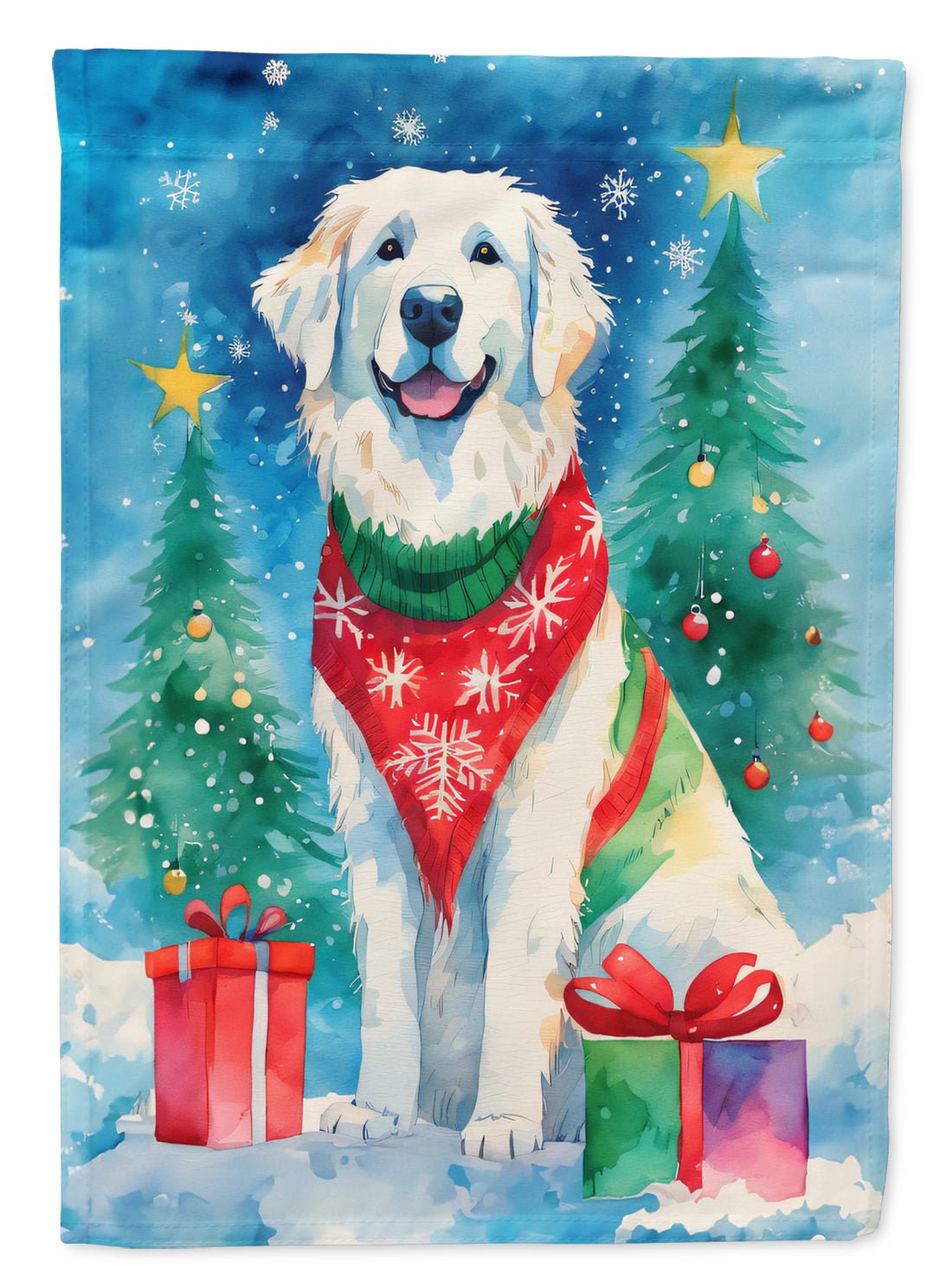 Buy this Great Pyrenees Christmas House Flag