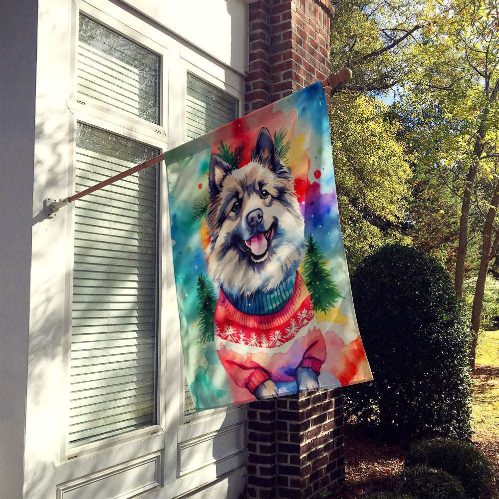 Keeshond Christmas House Flag