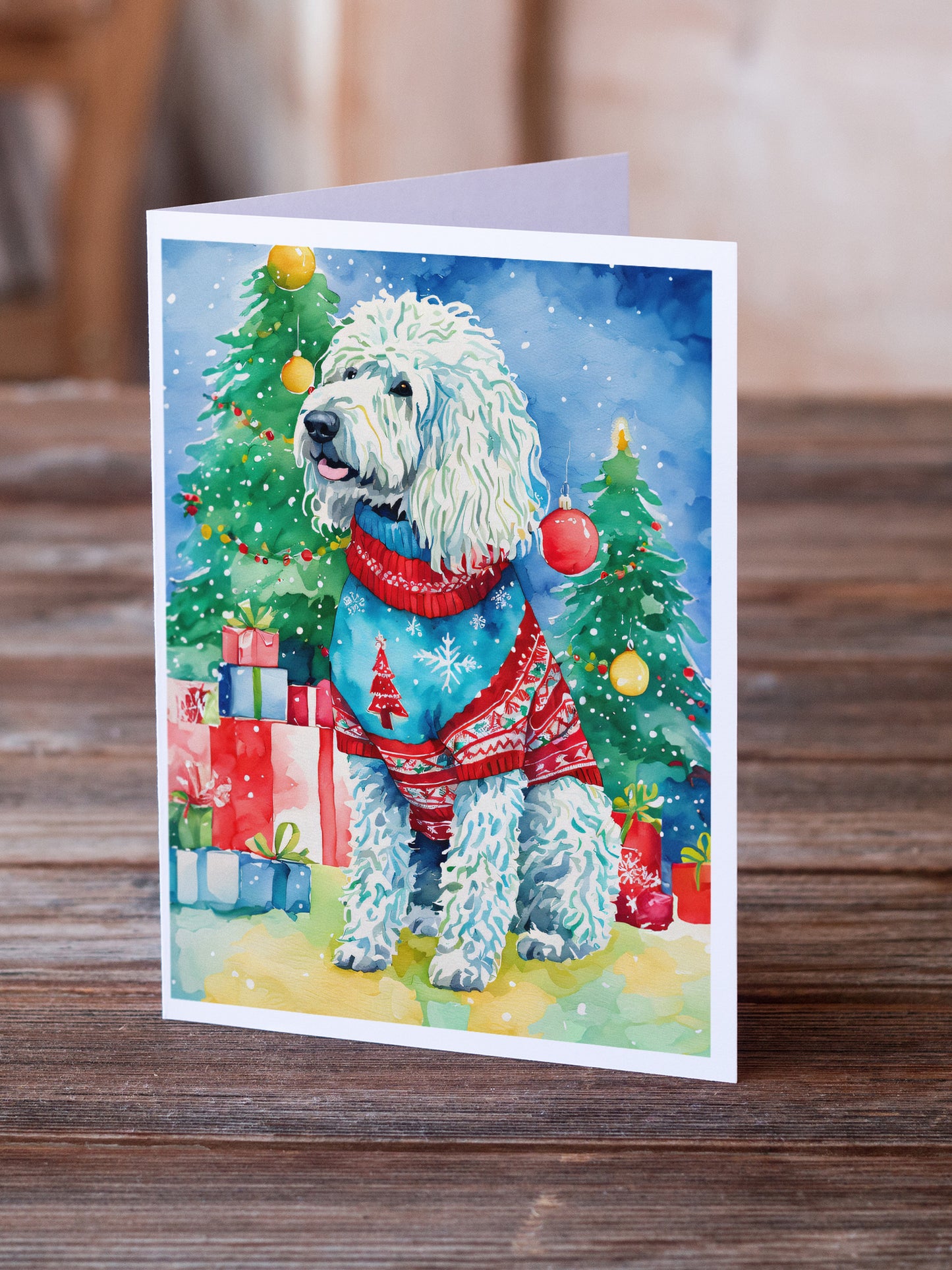 Komondor Christmas Greeting Cards Pack of 8