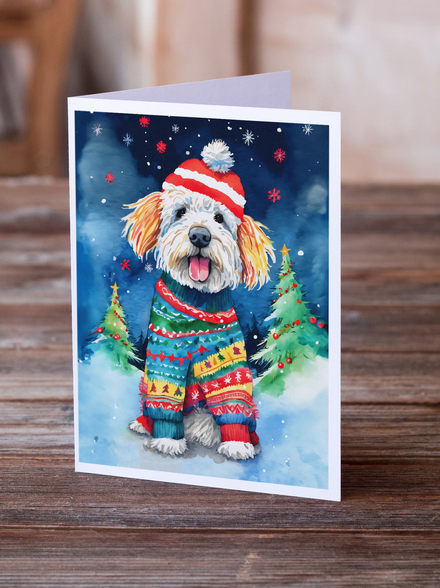 Komondor Christmas Greeting Cards Pack of 8