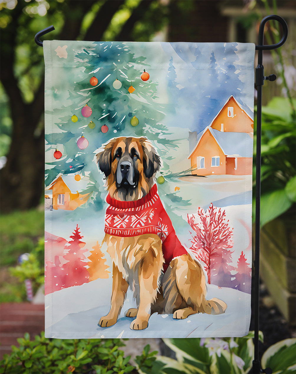 Leonberger Christmas Garden Flag