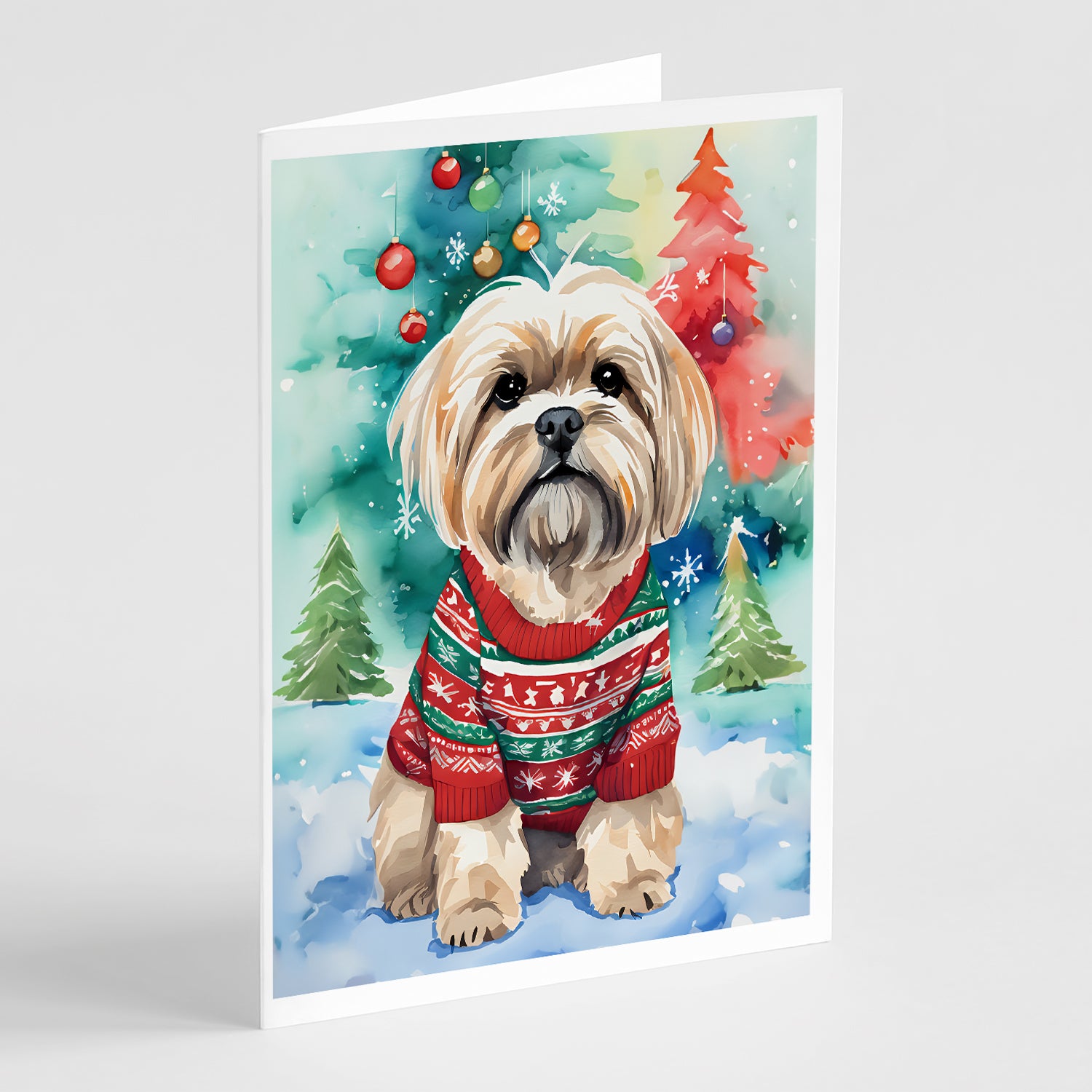 Buy this Lhasa Apso Christmas Greeting Cards Pack of 8