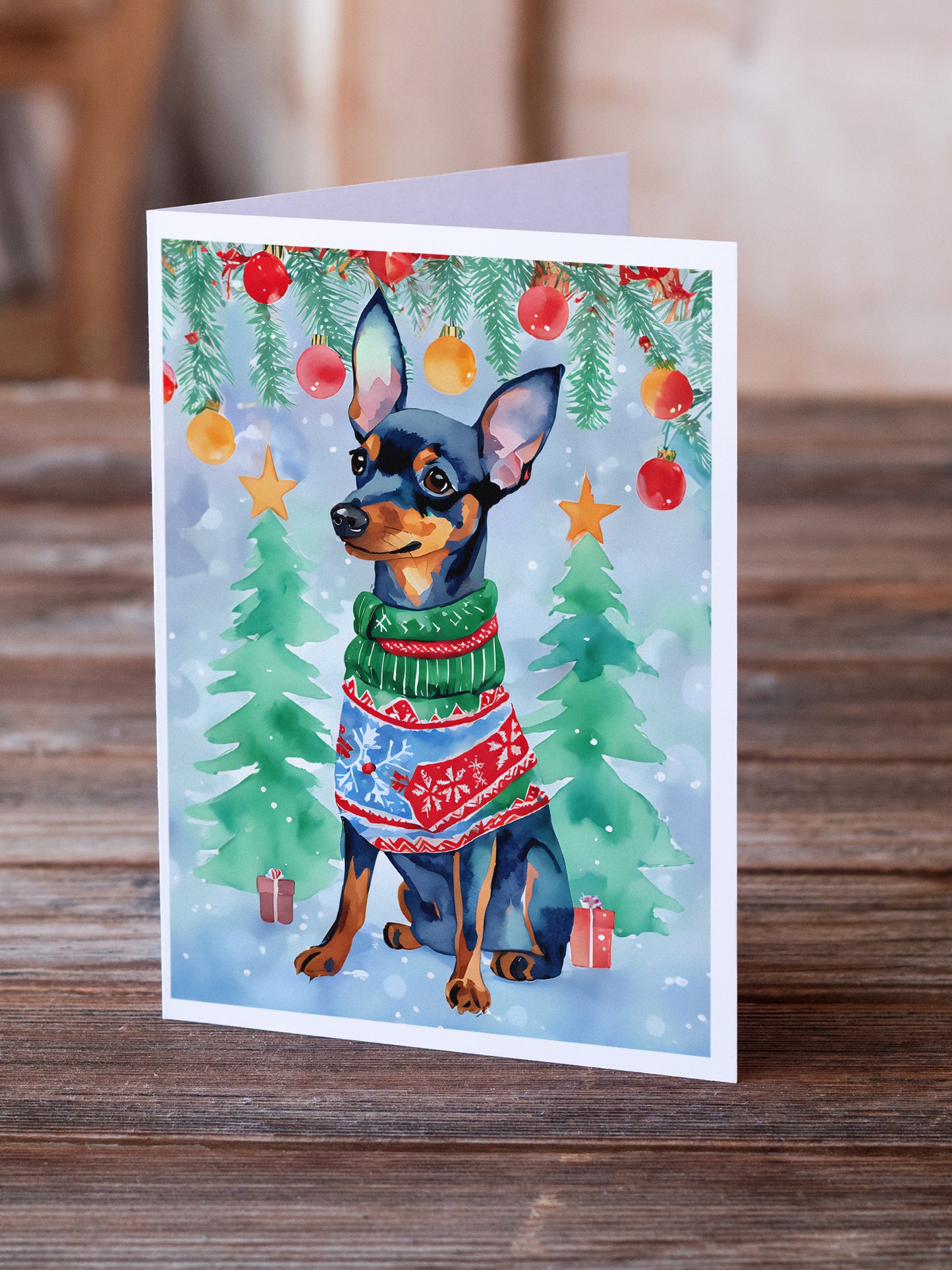 Miniature Pinscher Christmas Greeting Cards Pack of 8