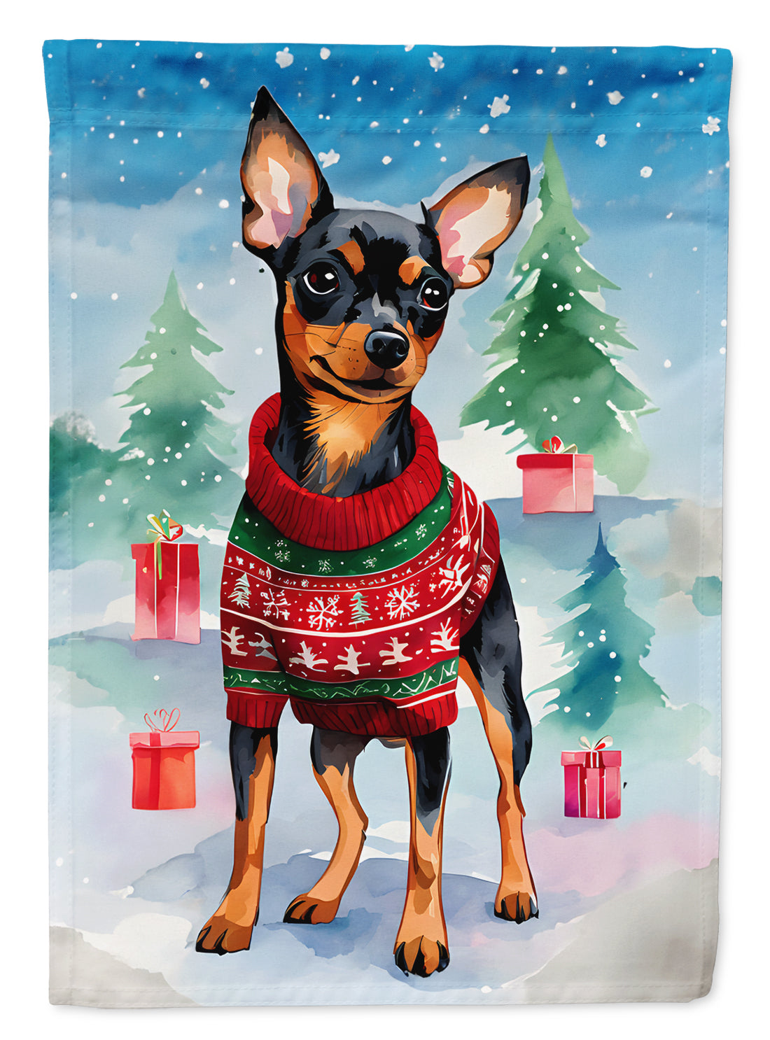 Buy this Miniature Pinscher Christmas House Flag