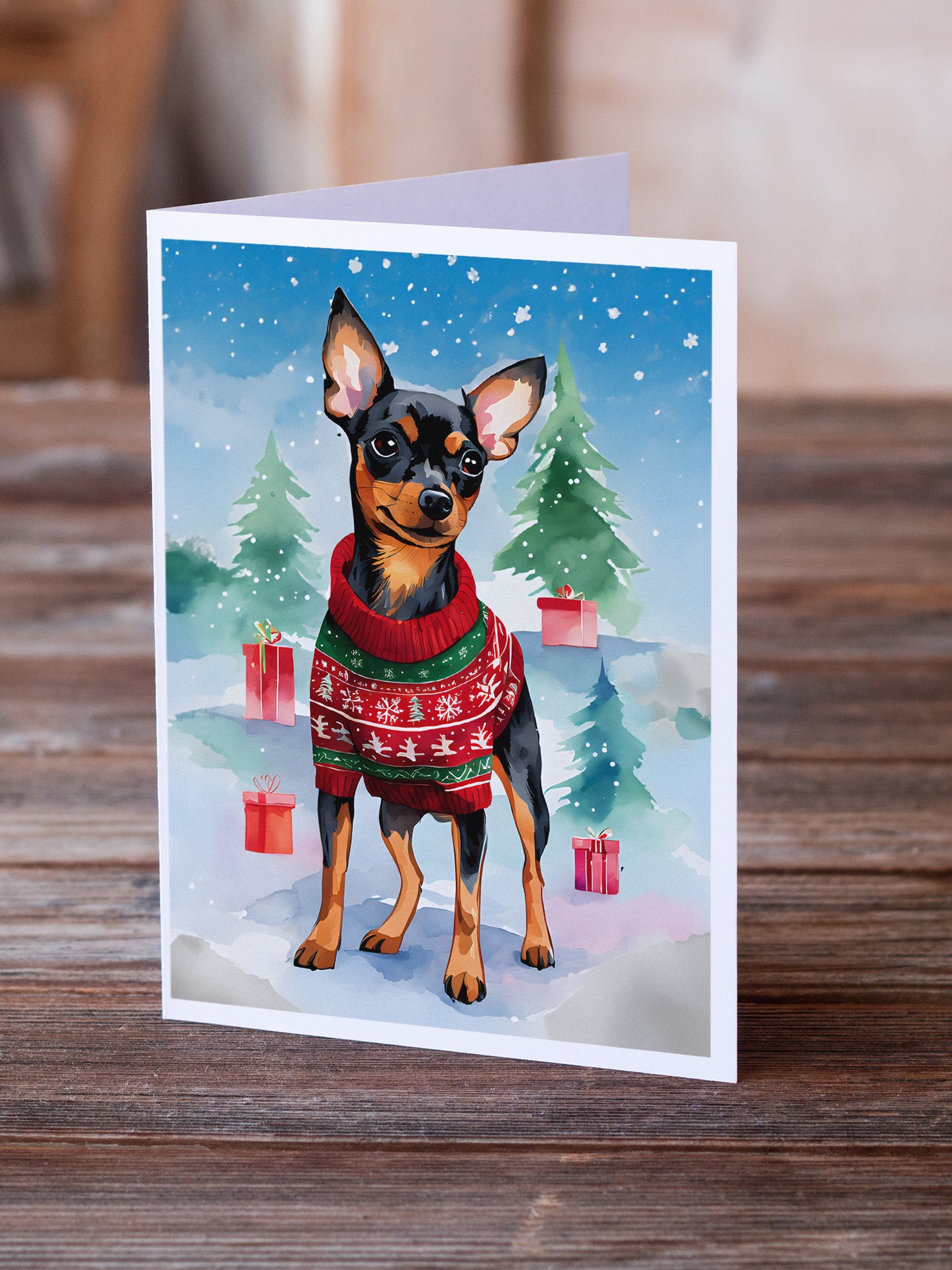 Miniature Pinscher Christmas Greeting Cards Pack of 8