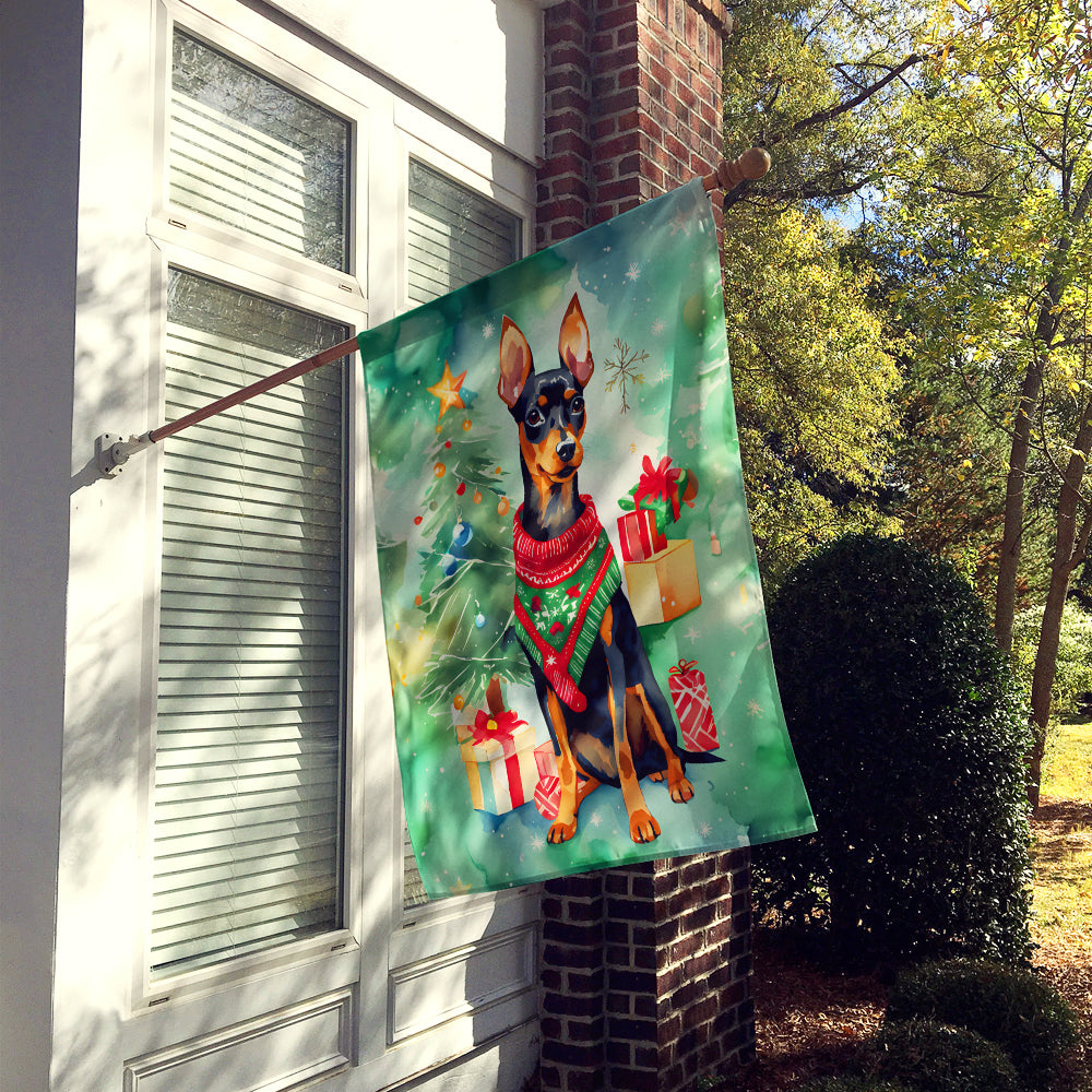 Miniature Pinscher Christmas House Flag