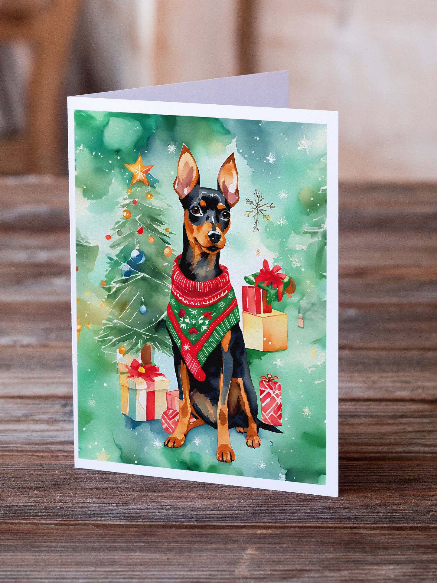 Miniature Pinscher Christmas Greeting Cards Pack of 8