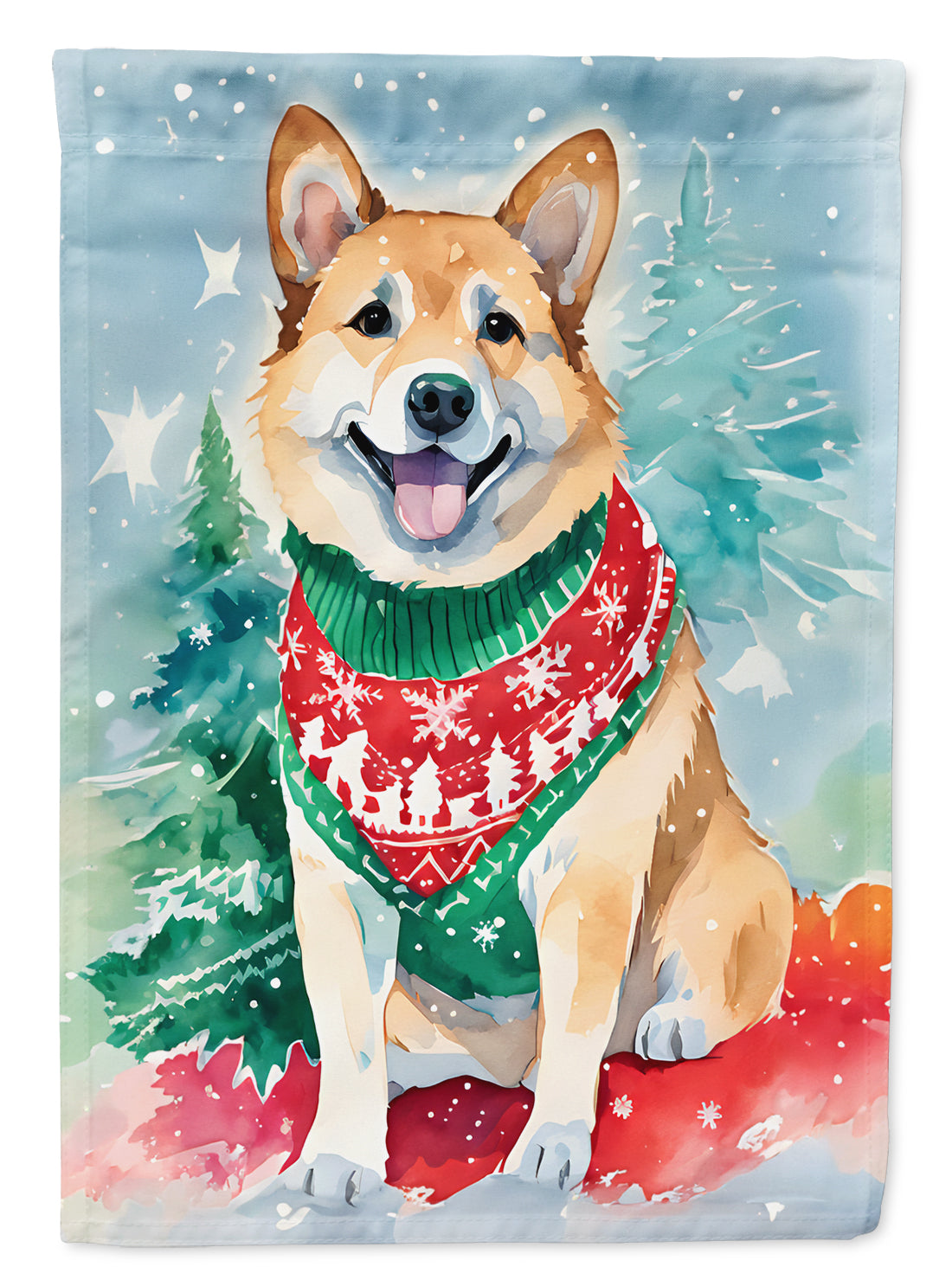 Buy this Norwegian Buhund Christmas House Flag