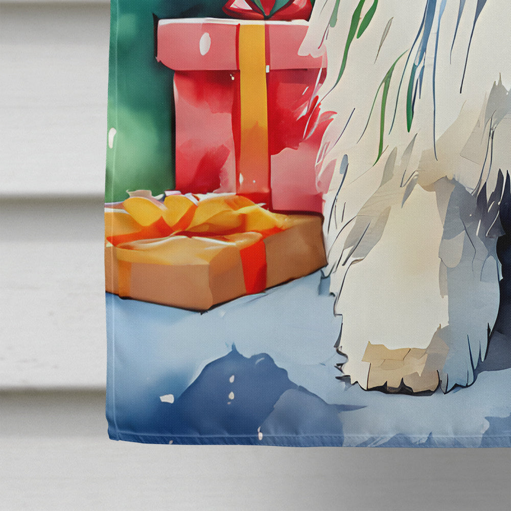 Old English Sheepdog Christmas House Flag