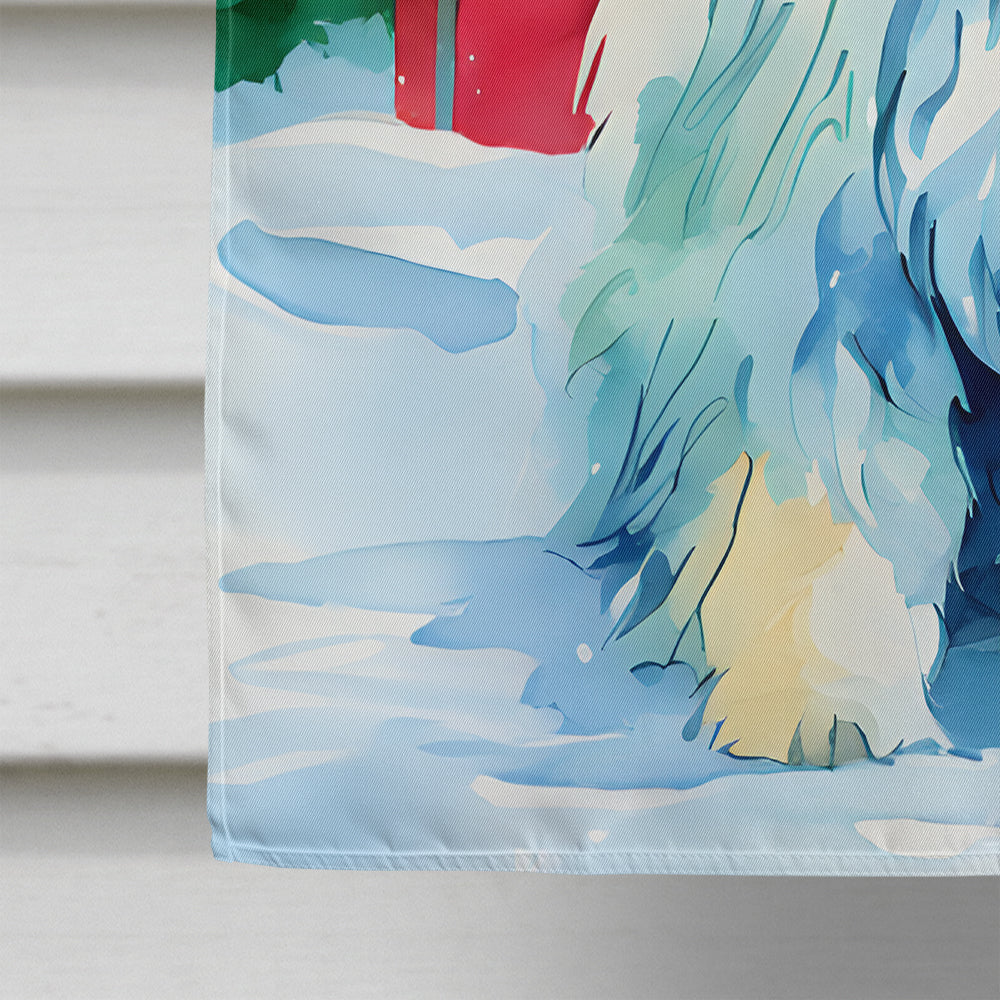 Old English Sheepdog Christmas House Flag