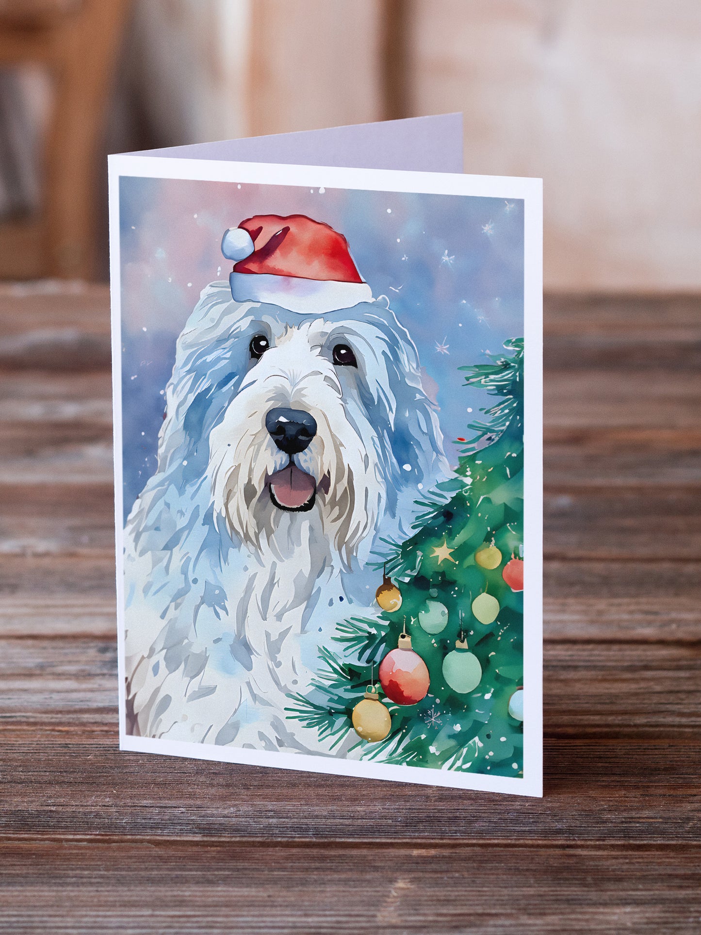 Old English Sheepdog Christmas Greeting Cards Pack of 8