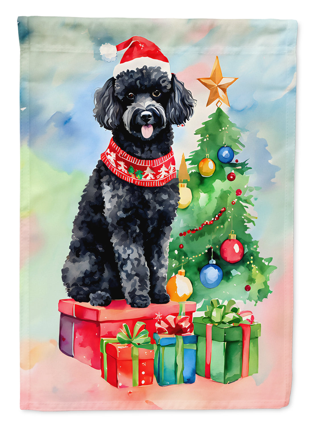 Buy this Poodle Christmas House Flag