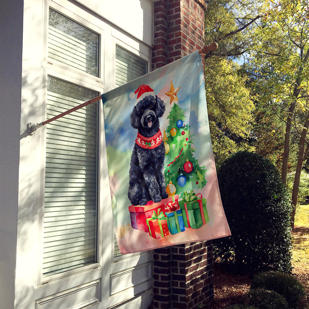 Poodle Christmas House Flag