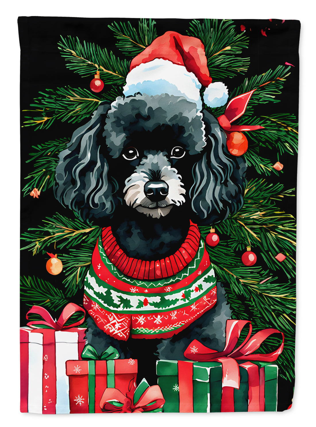 Buy this Poodle Christmas House Flag