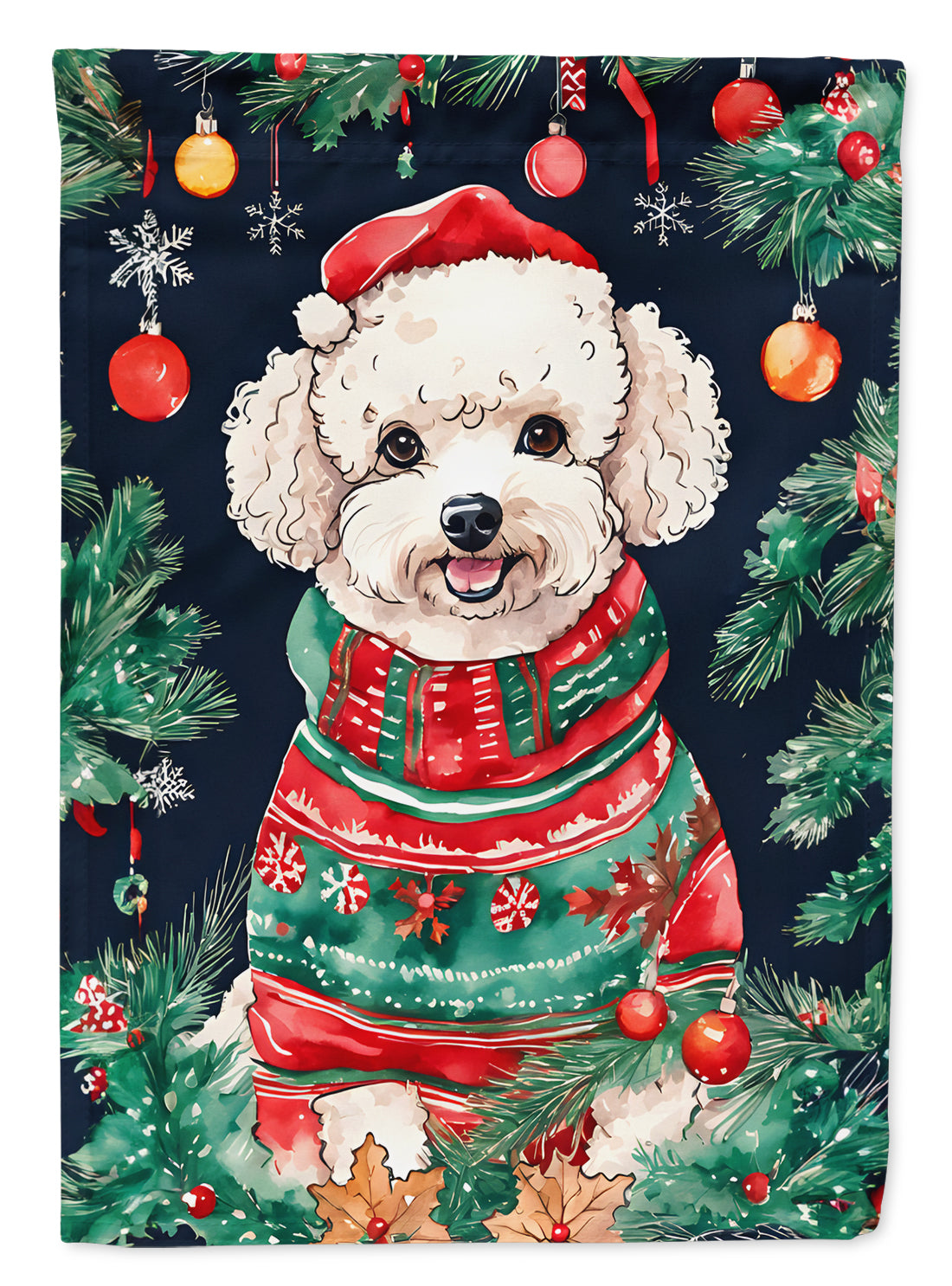 Buy this Poodle Christmas House Flag