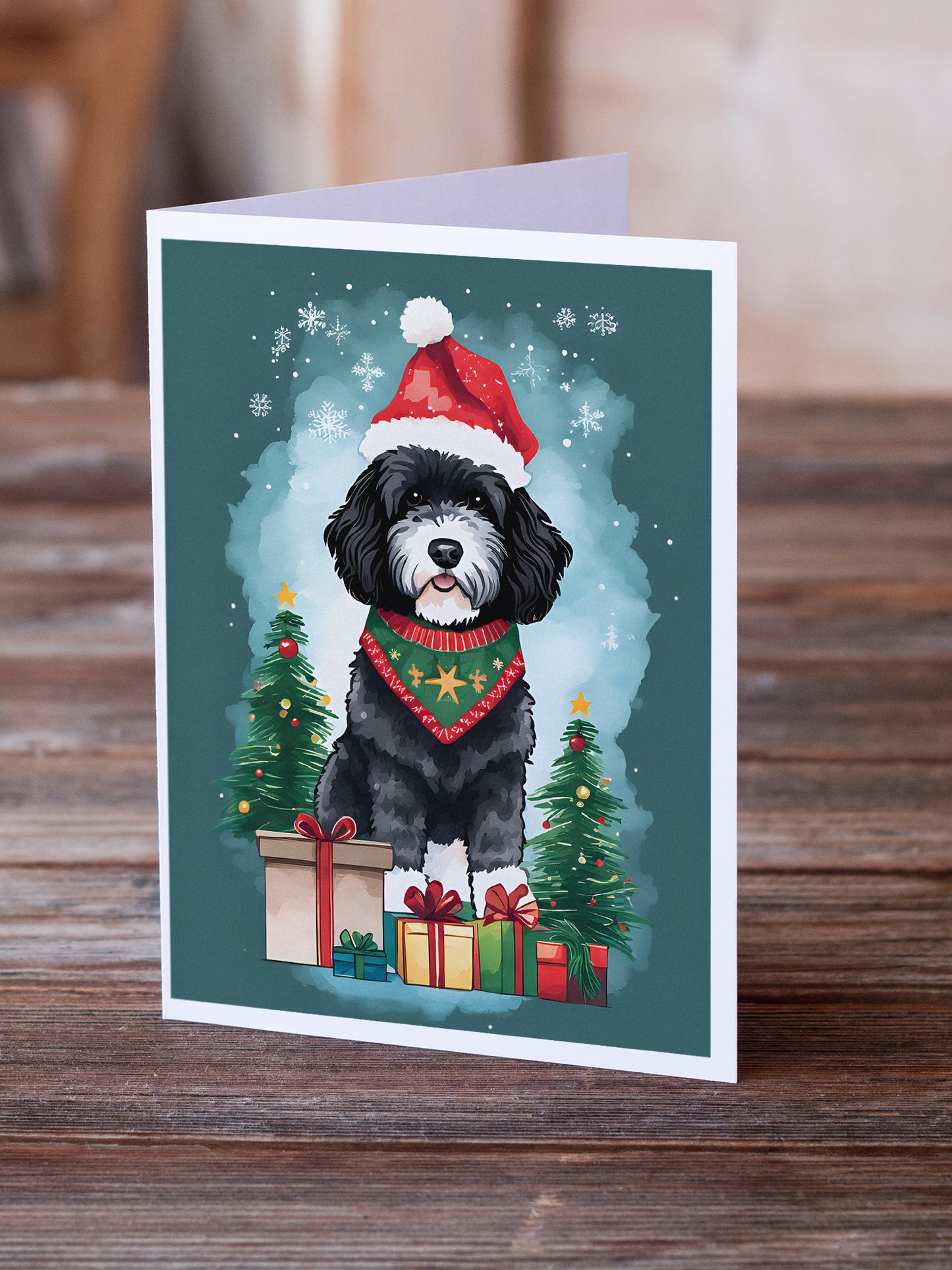 Portuguese Water Dog Christmas Greeting Cards Pack of 8