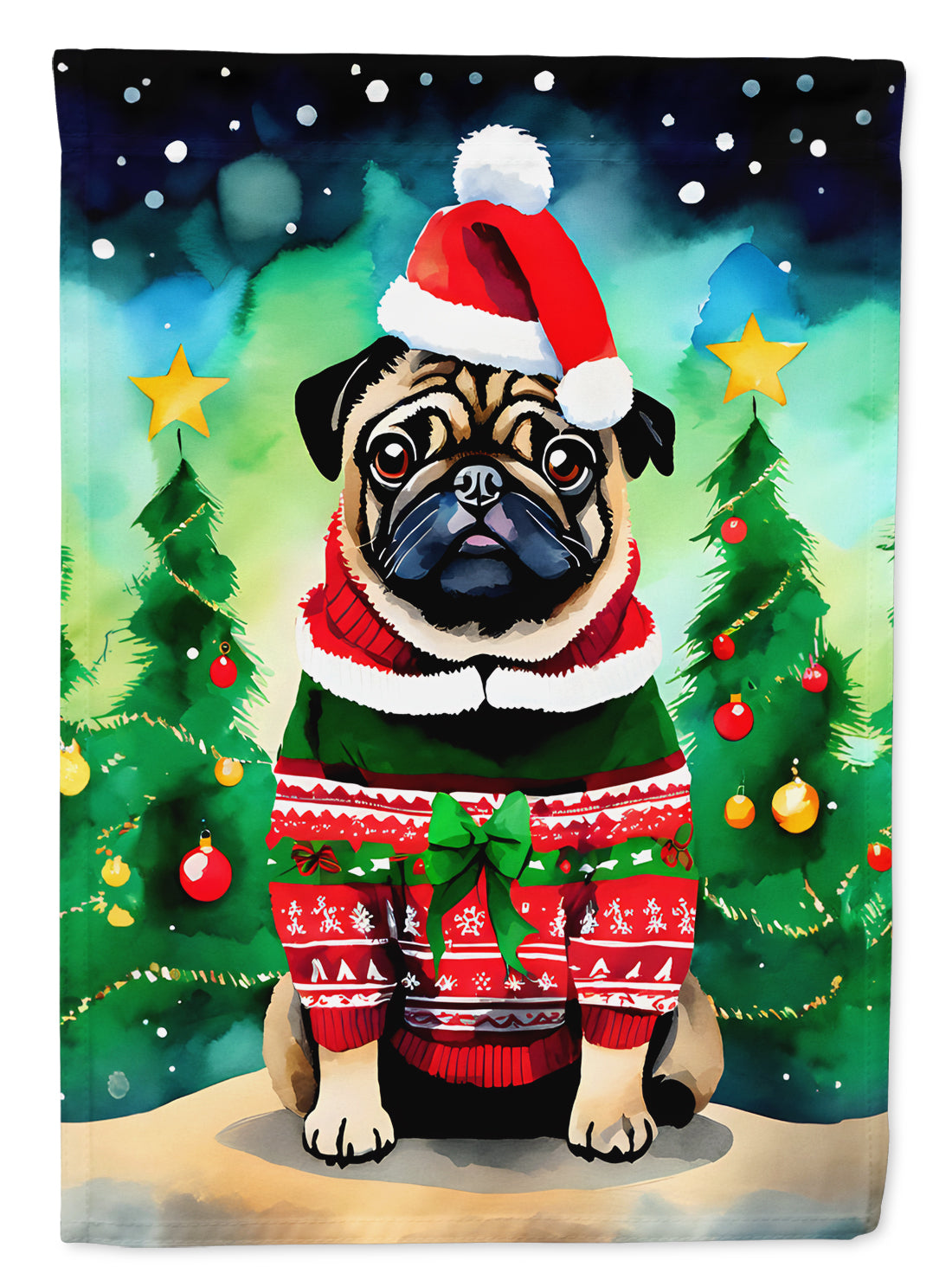 Buy this Pug Christmas House Flag