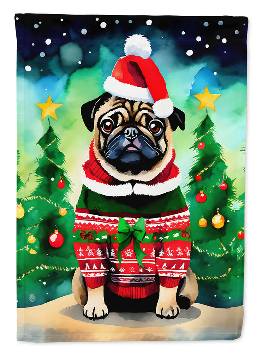Buy this Pug Christmas House Flag