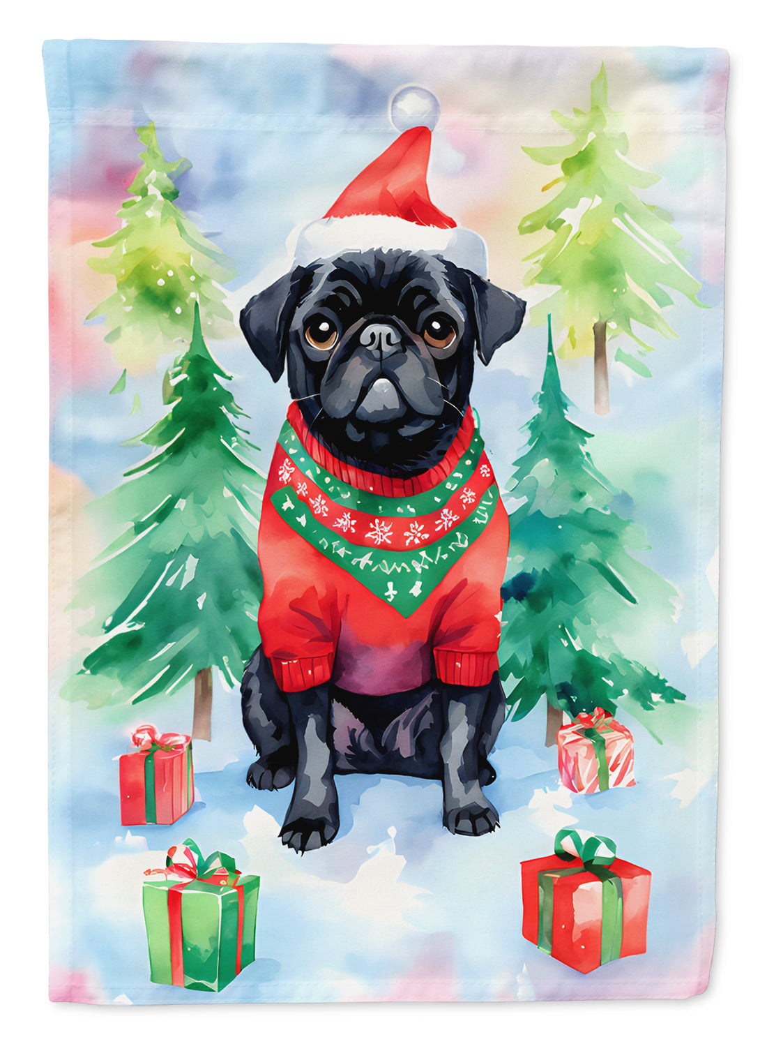 Buy this Pug Christmas House Flag