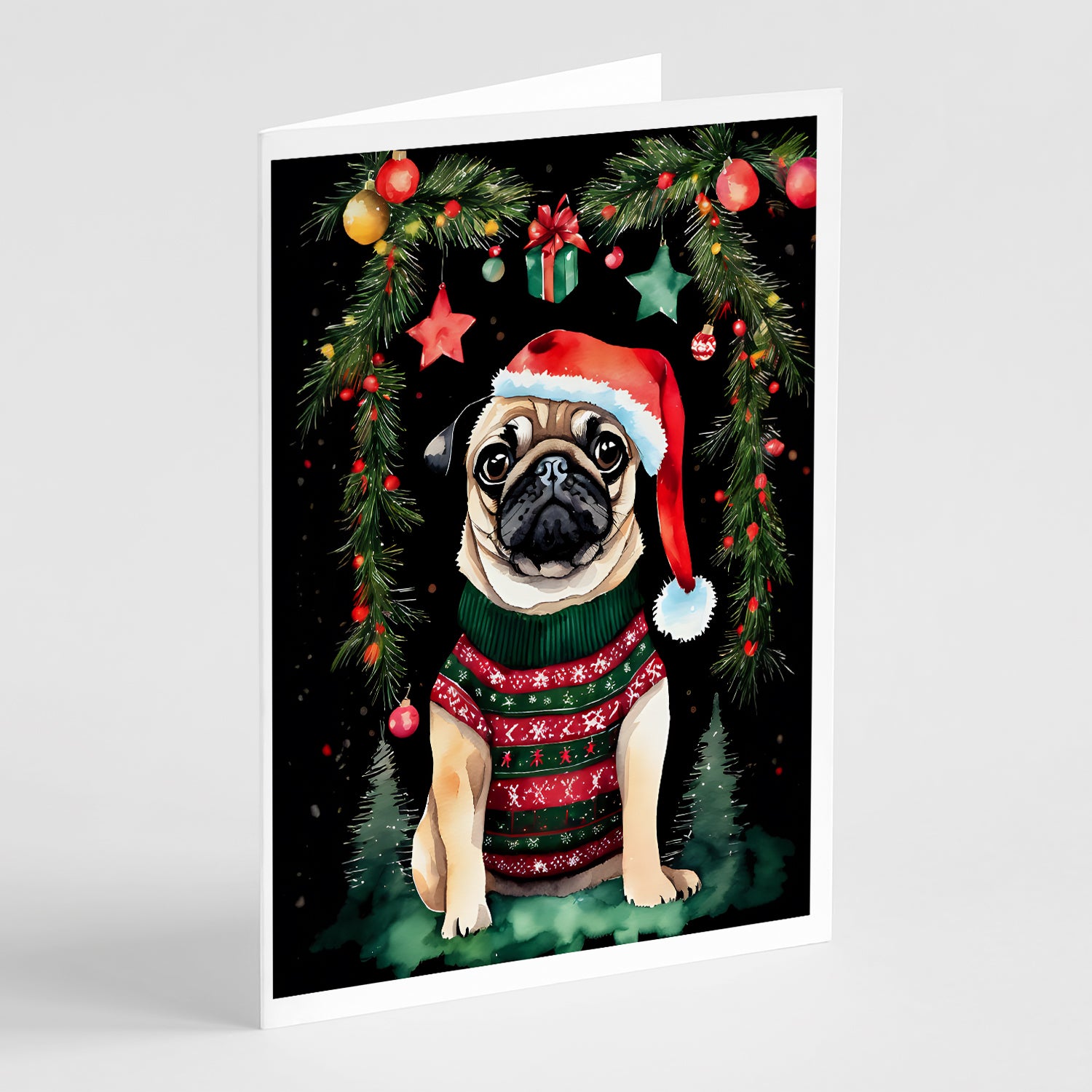 Buy this Pug Christmas Greeting Cards Pack of 8