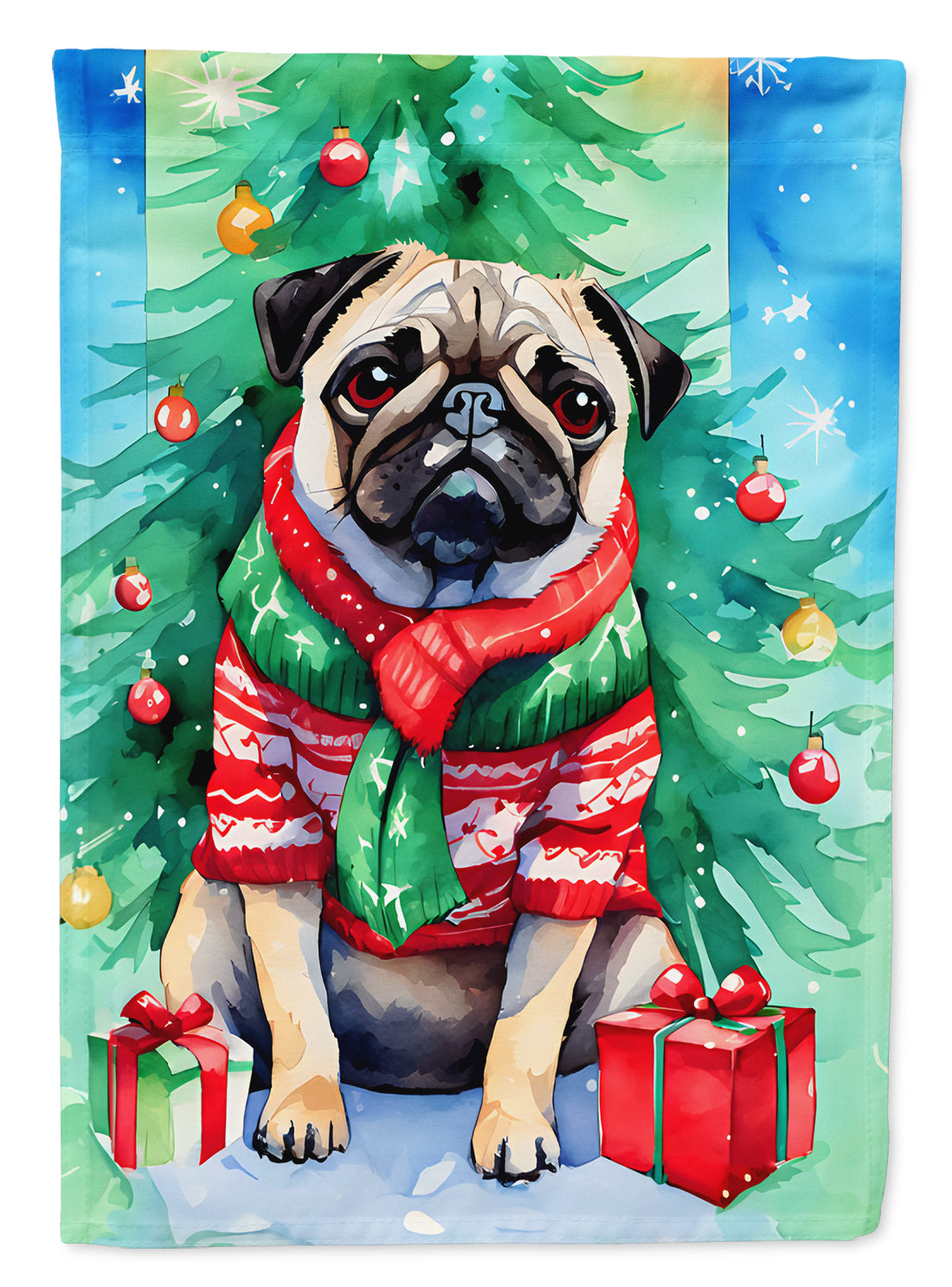 Buy this Pug Christmas House Flag
