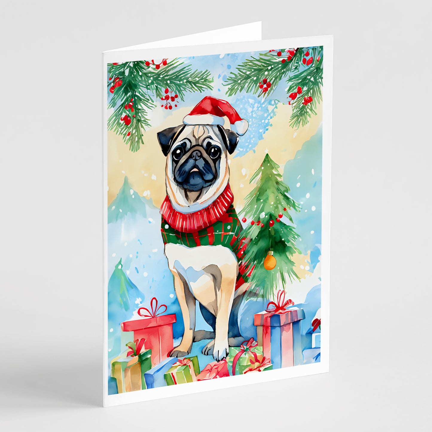Buy this Pug Christmas Greeting Cards Pack of 8