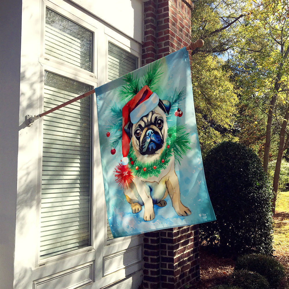 Pug Christmas House Flag