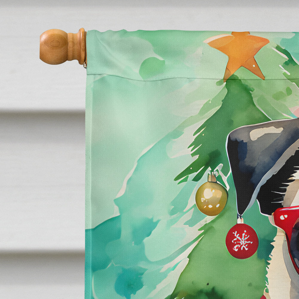 Pug Christmas House Flag