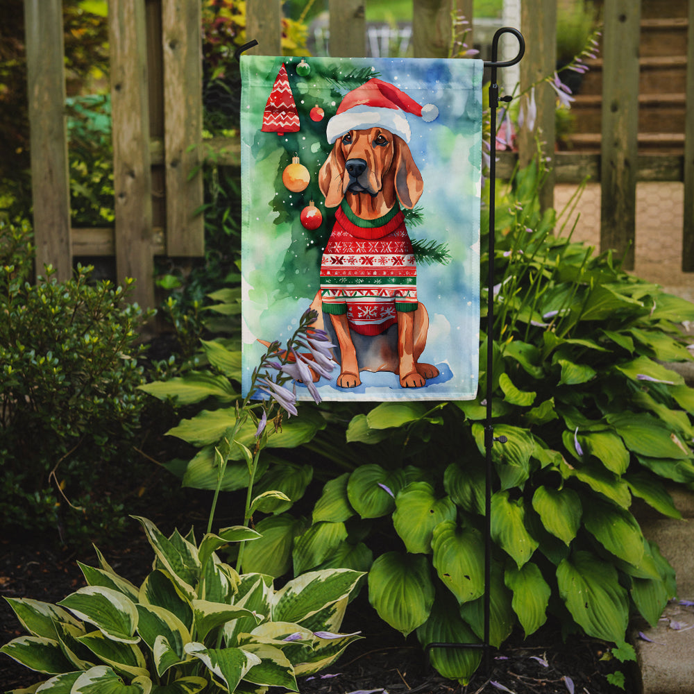 Redbone Coonhound Christmas Garden Flag