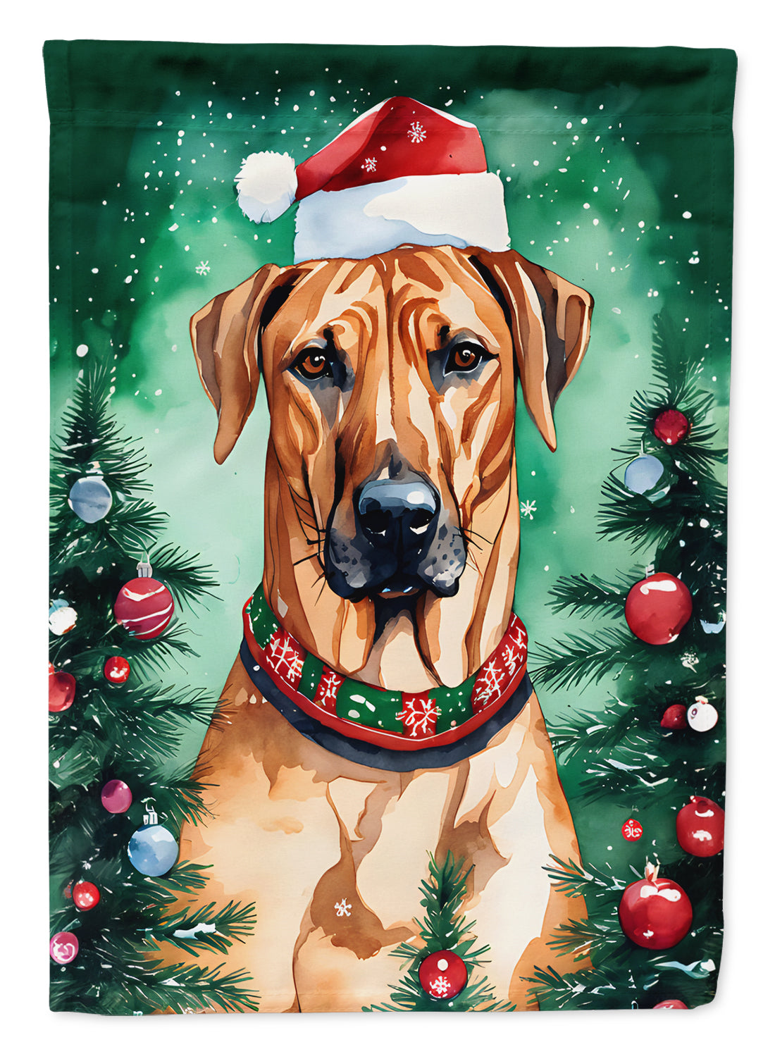 Buy this Rhodesian Ridgeback Christmas House Flag